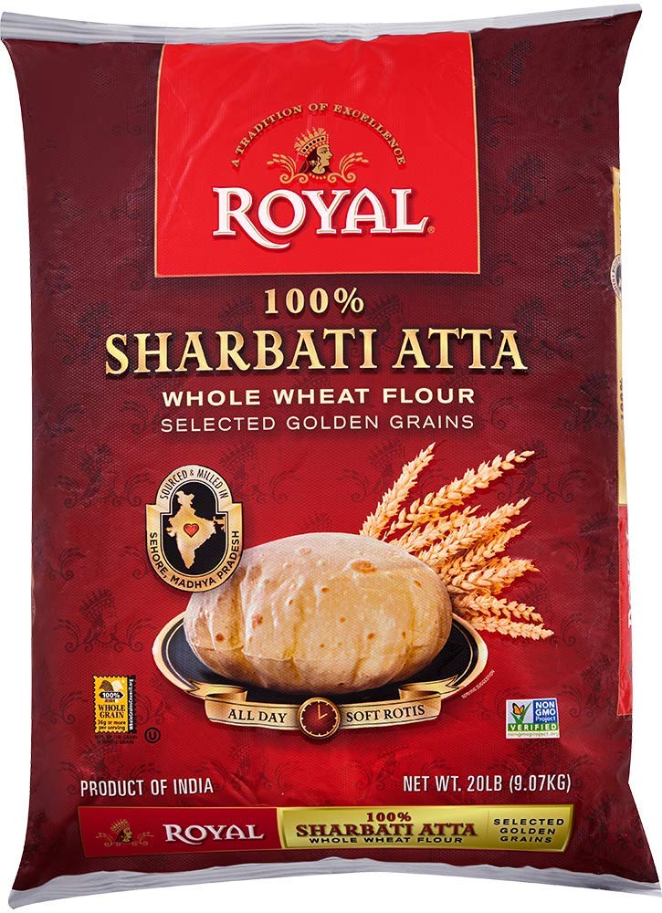 Royal Sharbati Atta Whole Wheat Flour, 4lbs 39339 USA